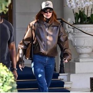 Elegant Dark Brown Leather Jacket for Women